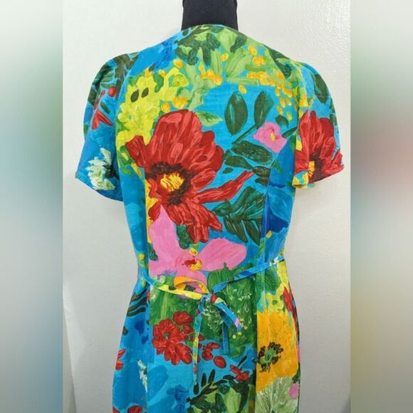 Jams World Blue Garden Y2k Beach Coastal Tropical Island Vibe Bohemian Dress MD - Picture 6 of 9